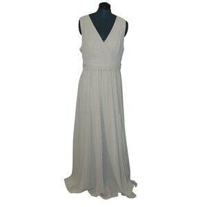 Lulu's Bridesmaid Dress V-neck A-line Gray Chiffon Dress 2X Wedding SNAG Elegant